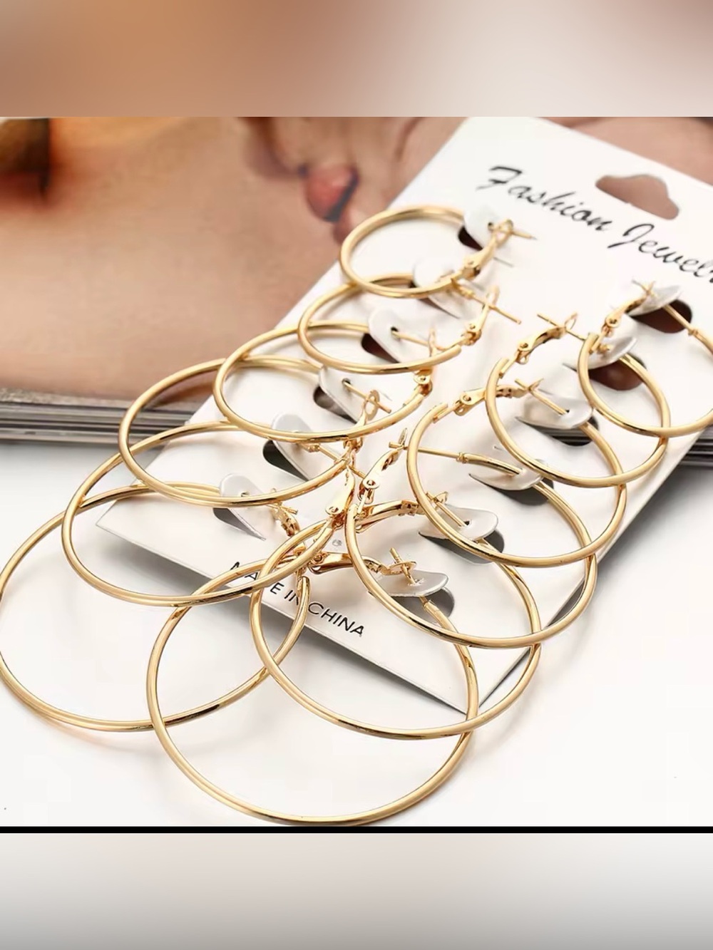 6 Pairs Set Korean Hoop Earrings Set Circle Earring Fashion Jewelry Gold